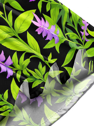 Adaychic Men's Hawaiian Purple Flowers Print Long Sleeve Shirt with Chest Pocket