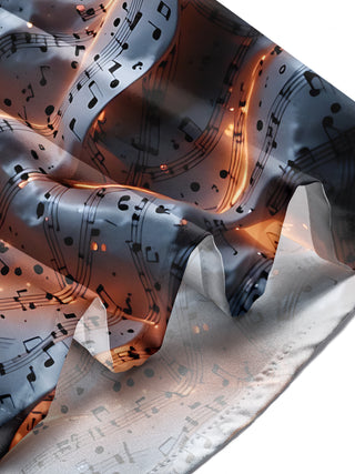 Adaychic Men's Graphic Musical Notes Print Long Sleeve Shirt with Chest Pocket