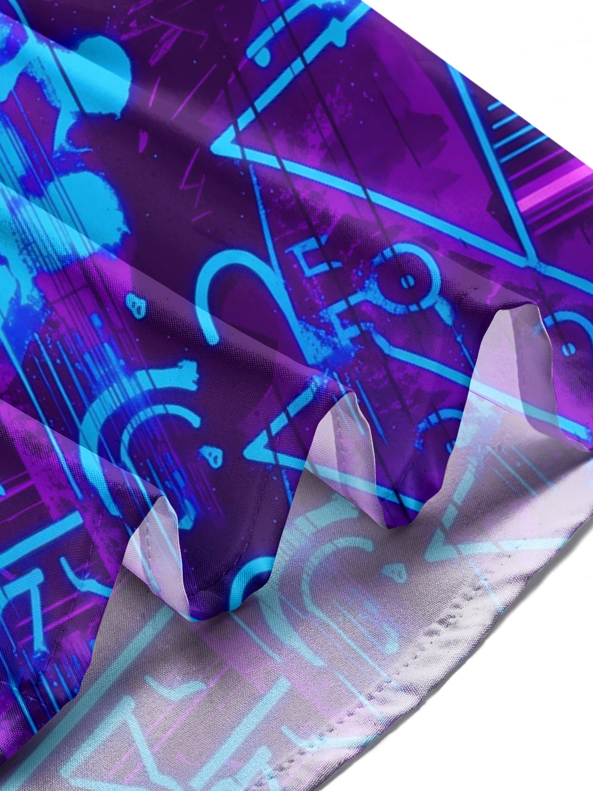 Adaychic Men's Graphic Neon Cyberpunk Graffiti Print Long Sleeve Shirt with Chest Pocket