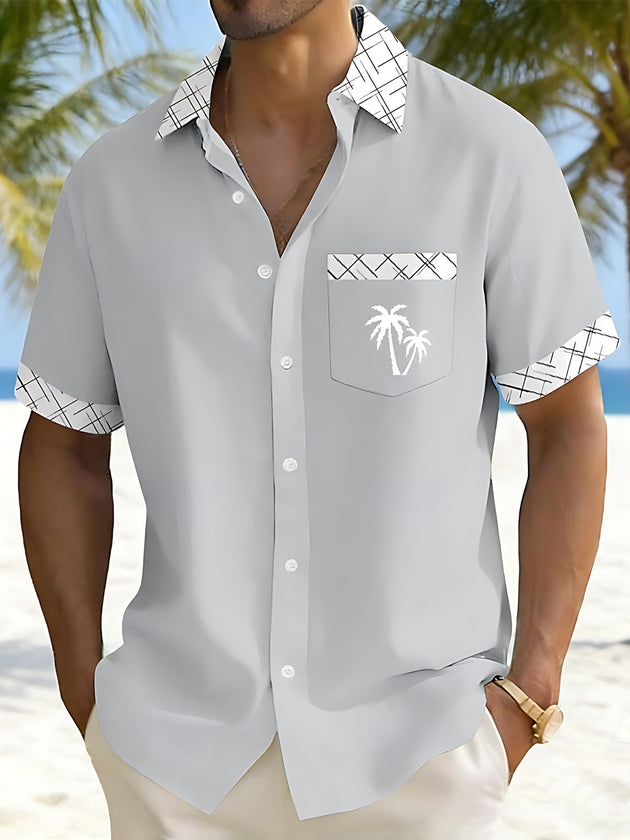 men's geometric print shirt front view