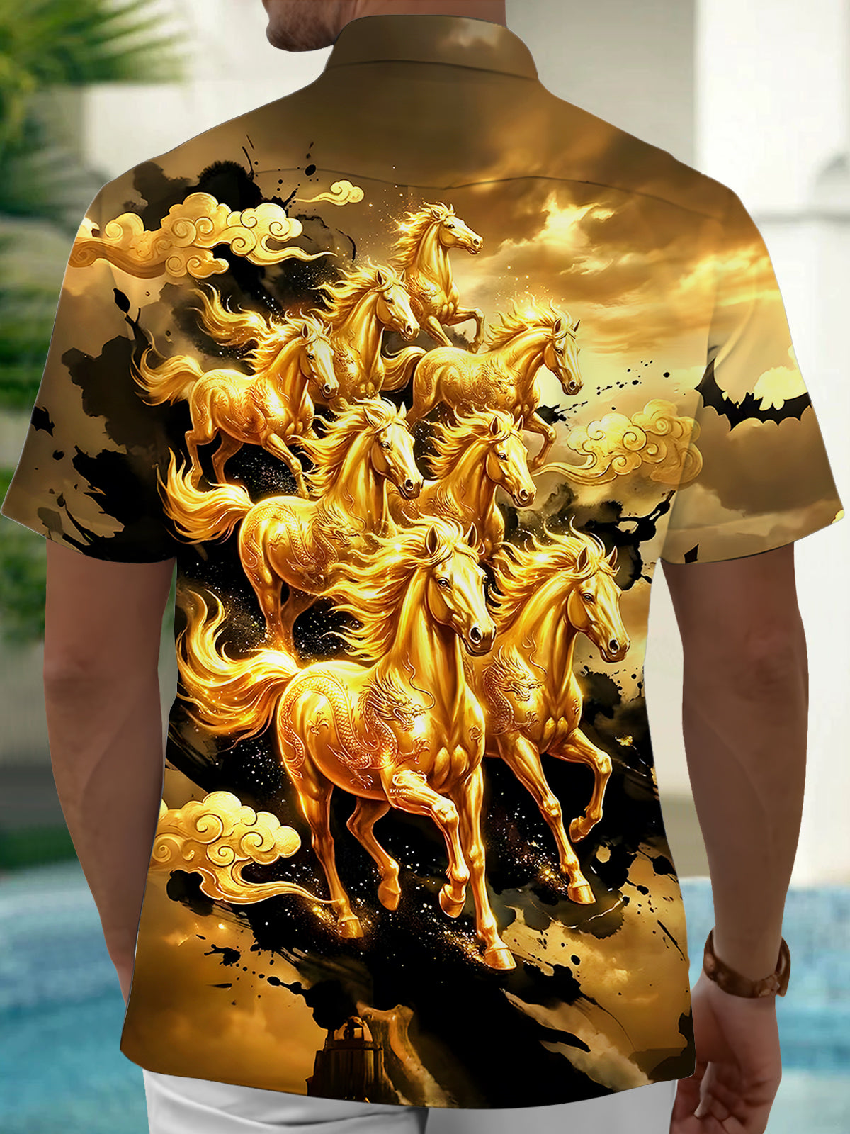 Horses Men's Pocket Short Sleeve Shirts