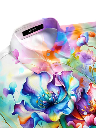 Men's tie dye half sleeve Hawaiian shirt side view