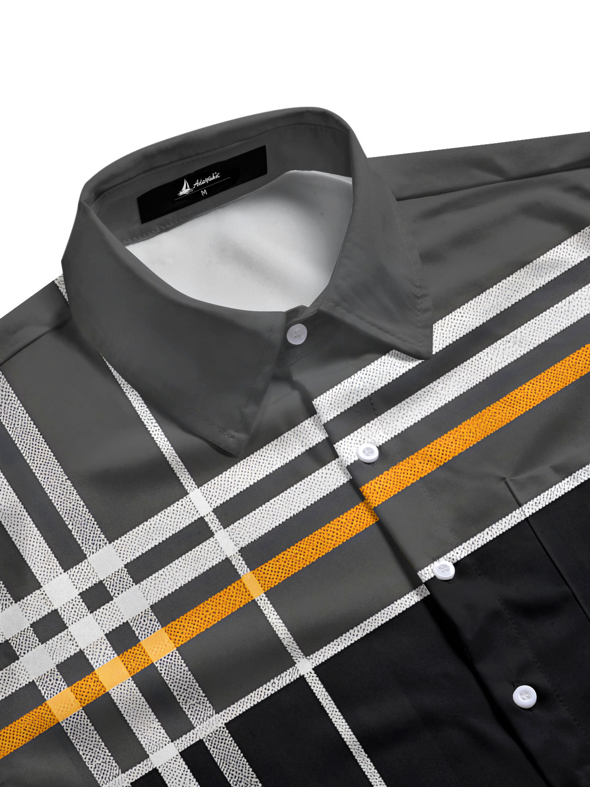 Men's blue striped short sleeve shirt side view