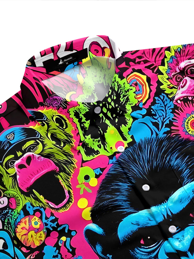 Funny Monkey Men's Pocket Short Sleeve Shirts