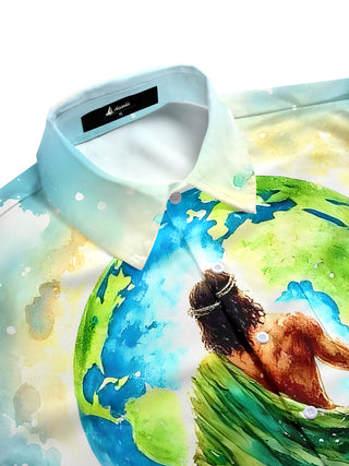 men's graphic art shirt side view