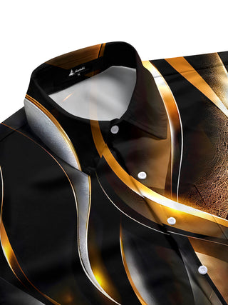 Men's geometric print short sleeve shirt side view