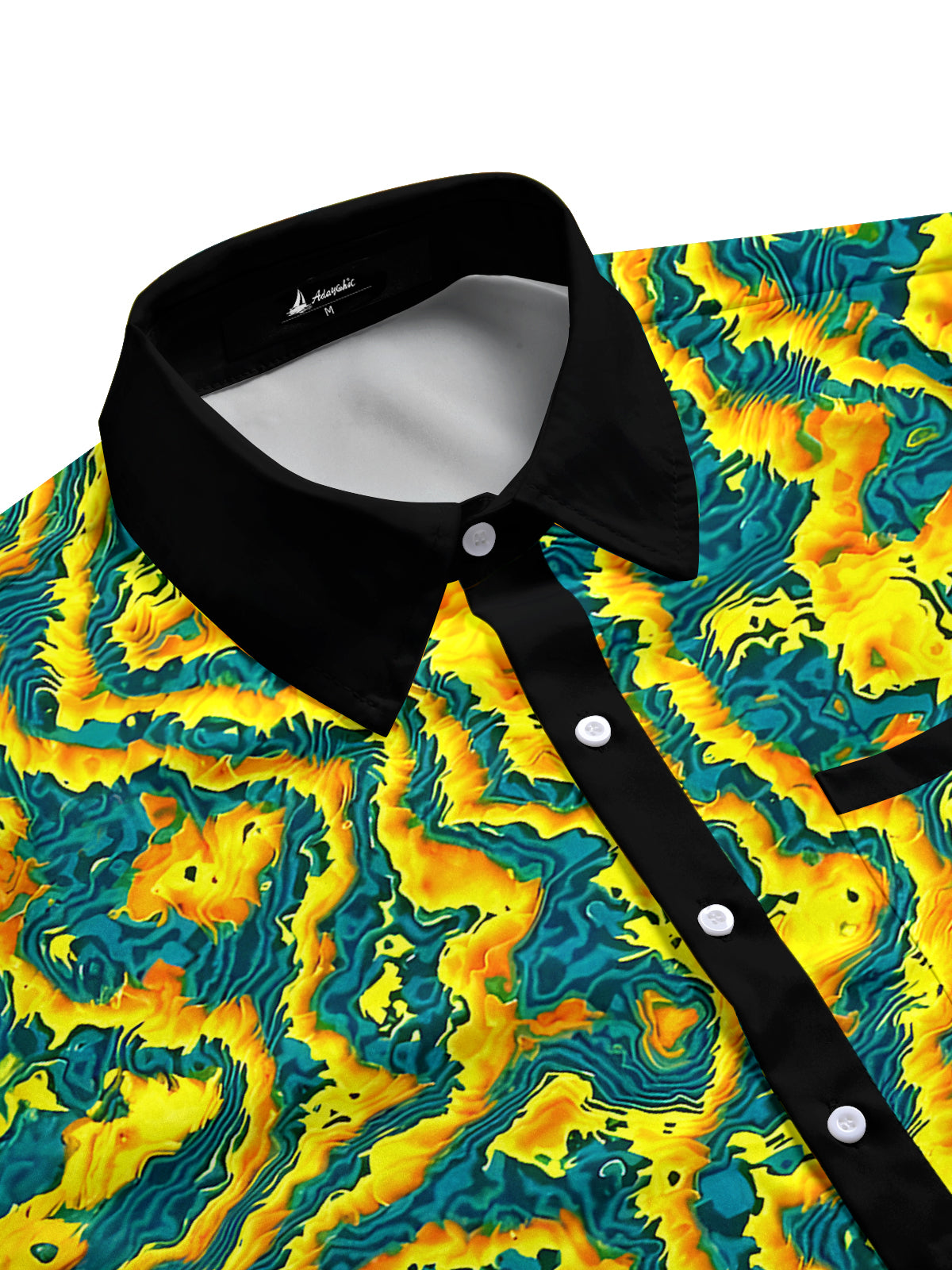 men's art print shirt side view