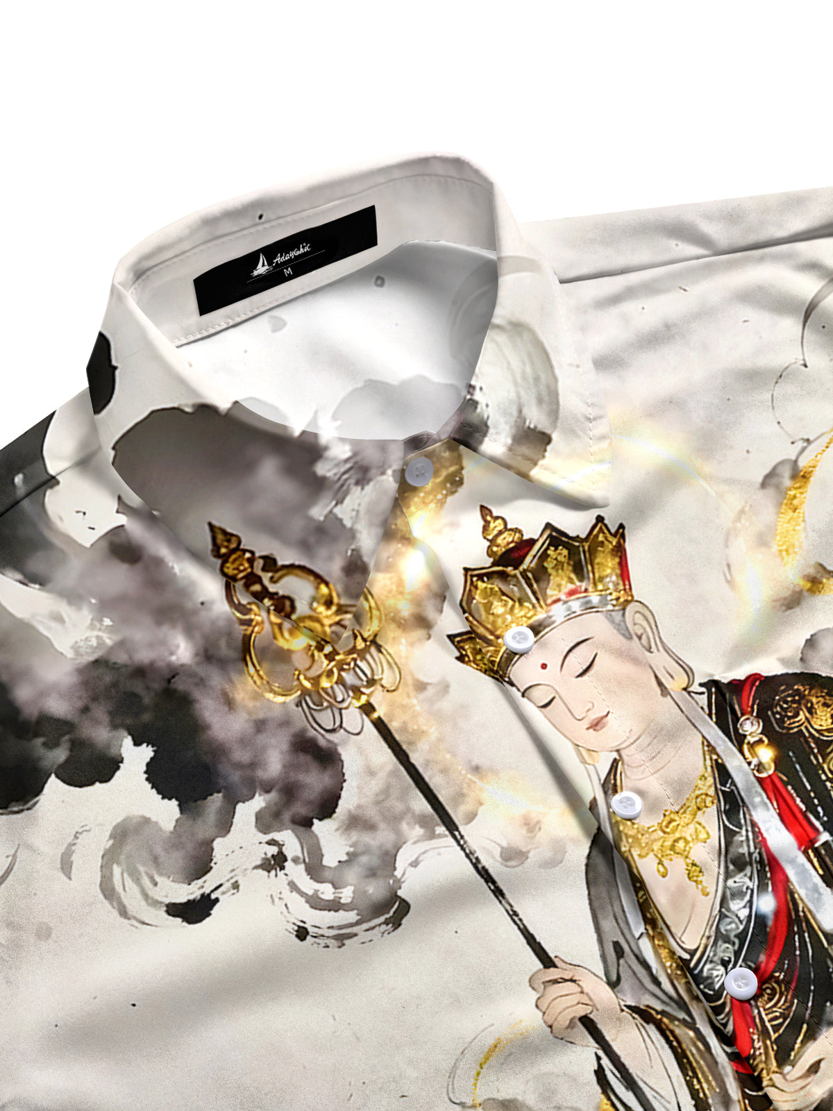 Religion Buddhism Kṣitigarbha Bodhisattva Lotus Men's Pocket Short Sleeve Shirts