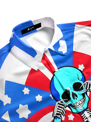 men's gothic print shirt side view