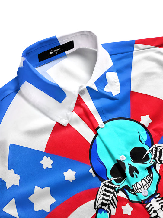 men's gothic print shirt side view