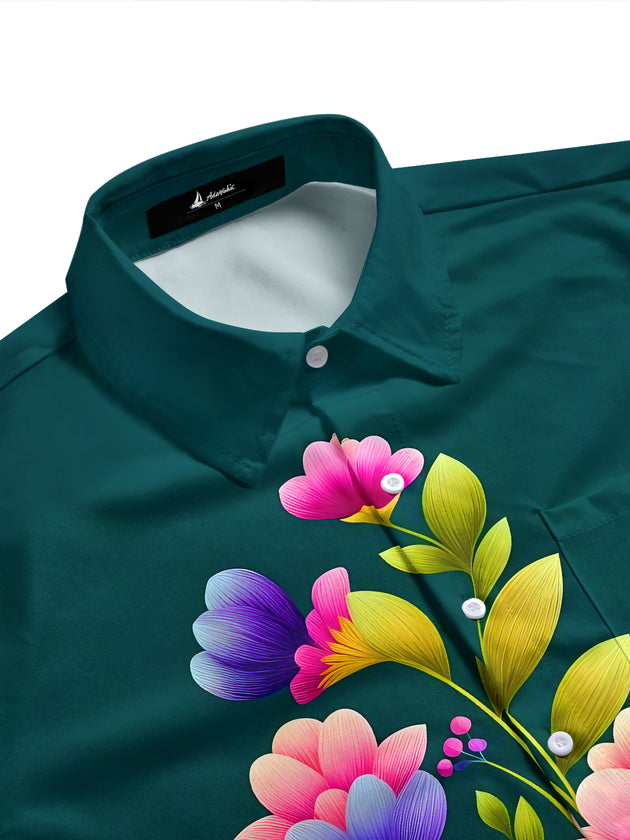 Men's aloha floral half sleeve shirt side view