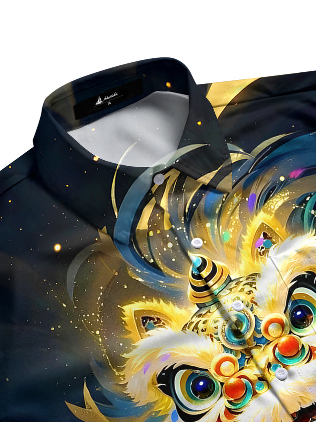 men's Chinese dragon shirt side view