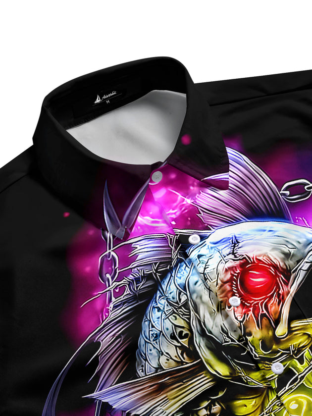 men's ocean print shirt side view