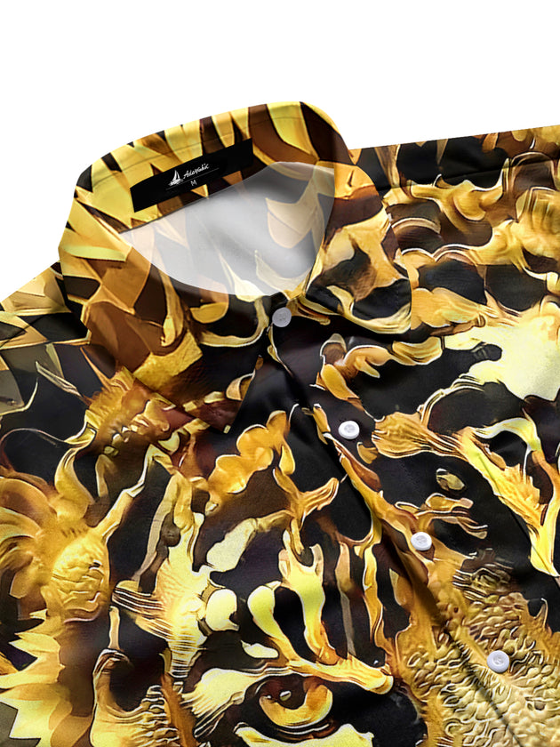 Men's tiger print pocket half sleeve shirt side view