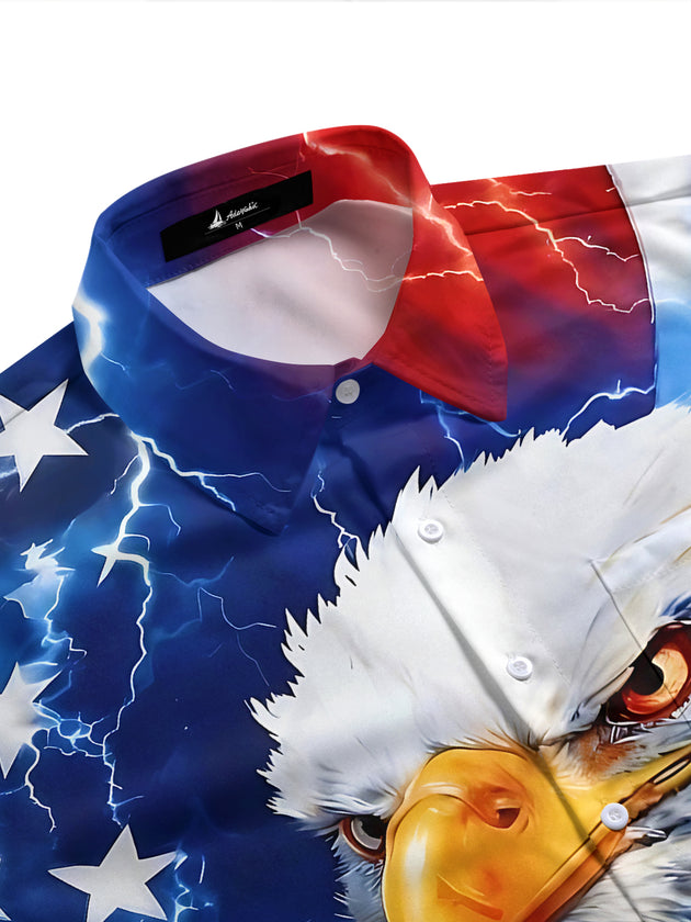 American Flag Eagle Men's Pocket Short Sleeve Shirts