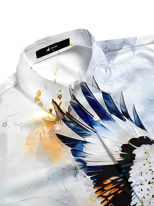 Men's patriotic eagle print short sleeve shirt side view
