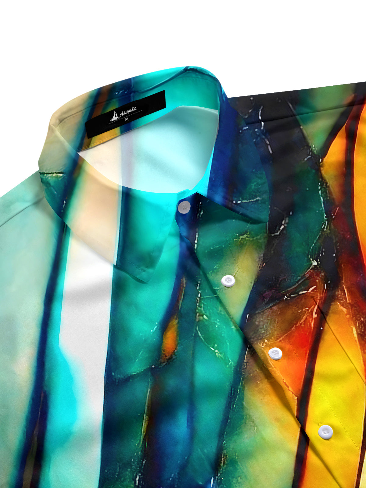 Men's vintage print pocket short sleeve shirt side view