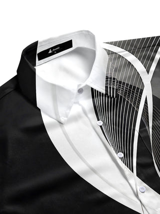men's abstract print short sleeve shirt side view