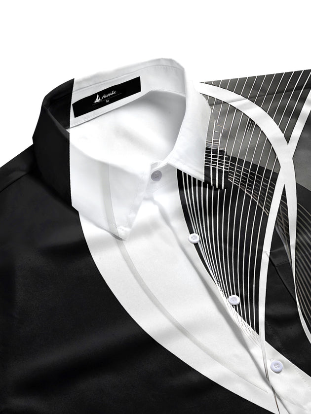 men's abstract print short sleeve shirt side view