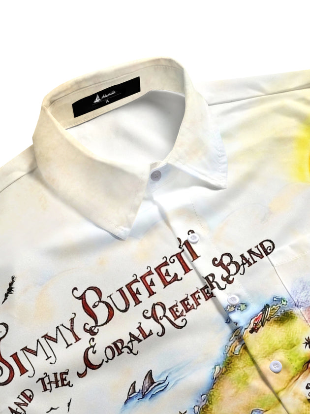 Men's aloha print short sleeve shirt side view