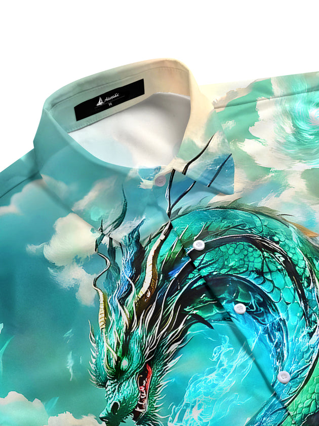 men's Chinese dragon shirt side view