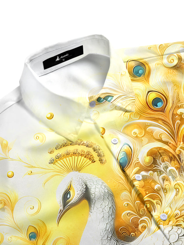 men's exotic bird pattern shirt side view