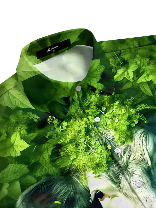 Men's tropical aloha half sleeve shirt side view