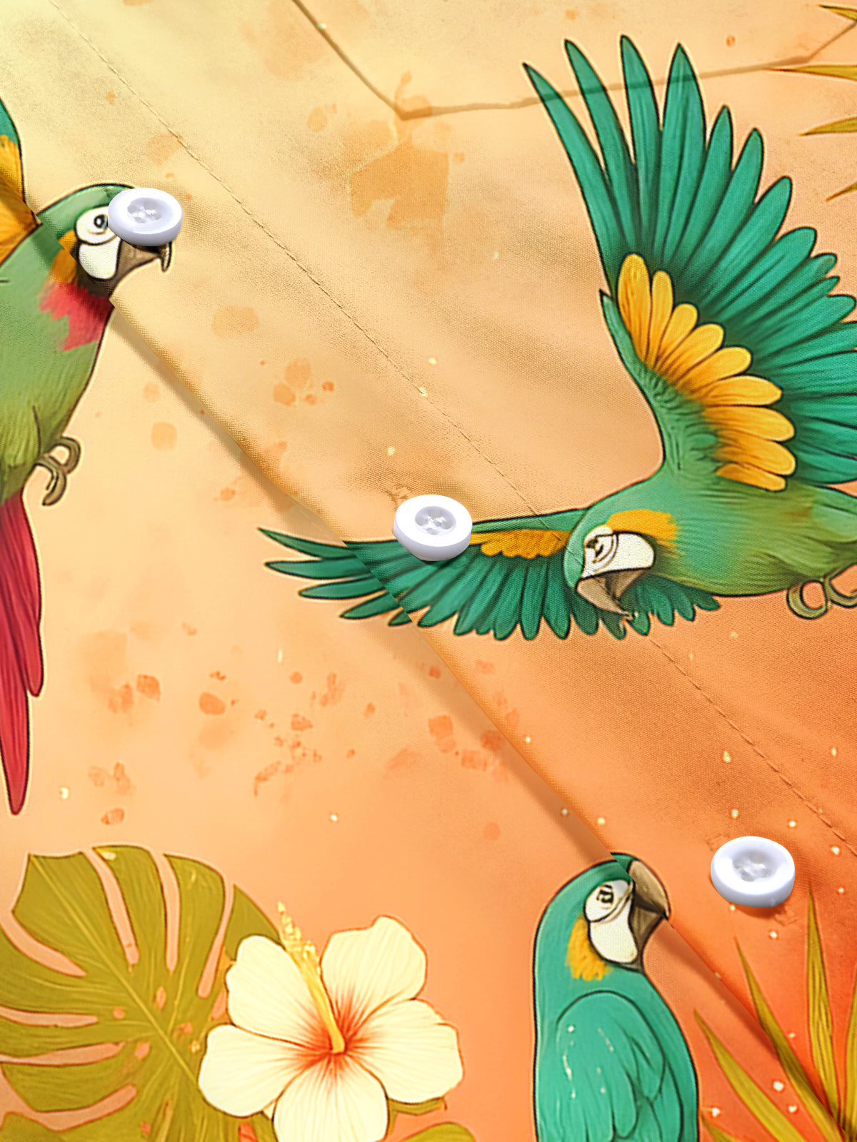 Parrot Floral Men's Pocket Short Sleeve Shirts