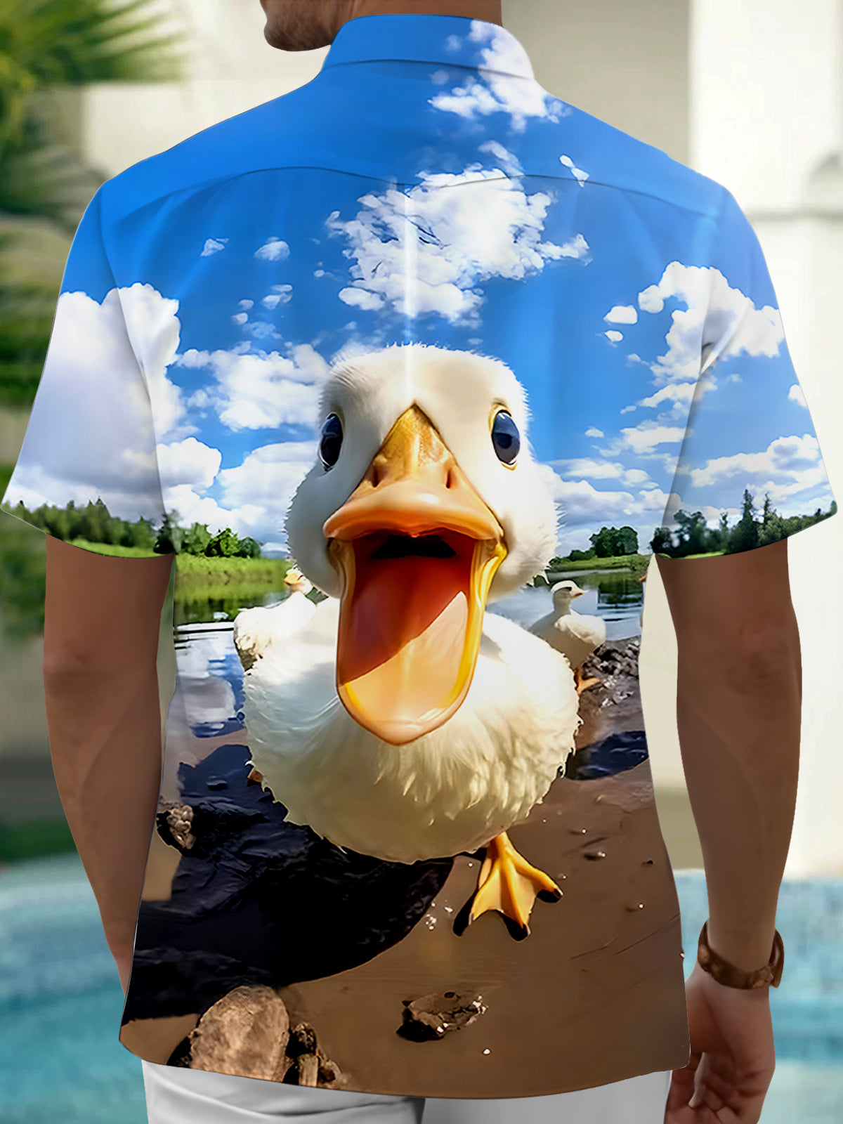 Funny Duck Men's Pocket Short Sleeve Shirts