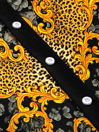 men's leopard print short sleeve flat lay shirt