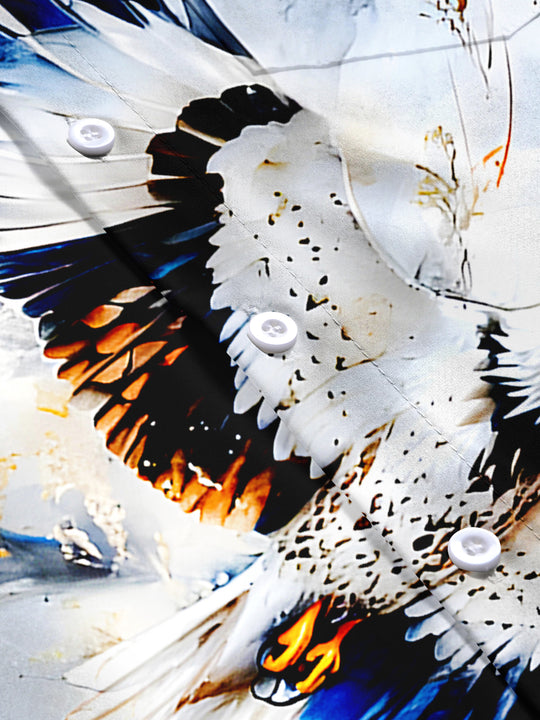 men's eagle print short sleeve flat lay shirt