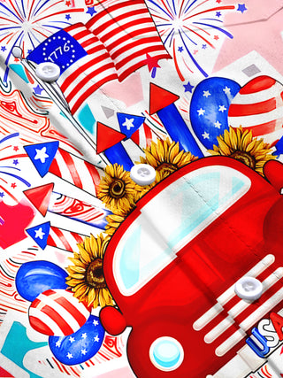 men's American flag print short sleeve flat lay shirt