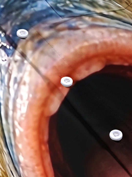 Adaychic Men's Graphic 3D Realistic Fish Face Print Short Sleeve Button Down Shirt with Chest Pocket