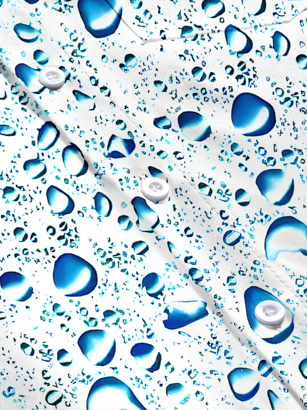 Hawaiian Water Droplet Men's Pocket Short Sleeve Shirts