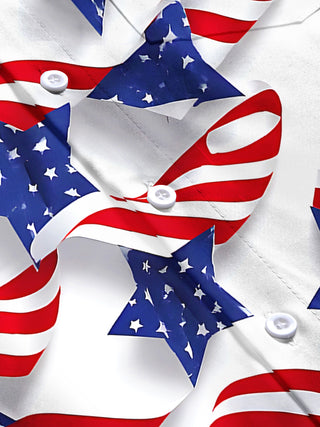 men's American flag print short sleeve flat lay shirt