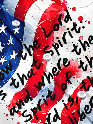 Men's American flag print short sleeve shirt flat lay