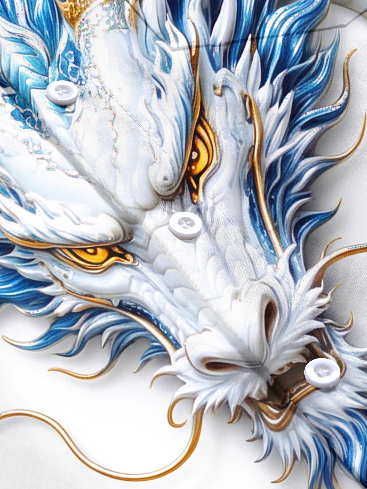 Adaychic Men's Printed Blue And White Porcelain Dragon Print Short Sleeve Shirt with Chest Pocket