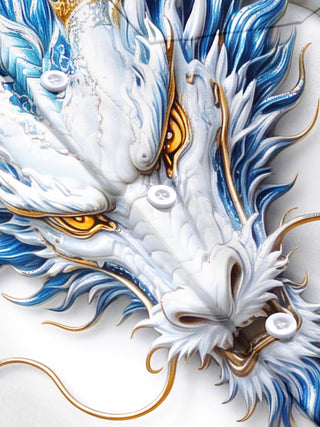 Adaychic Men's Printed Blue And White Porcelain Dragon Print Short Sleeve Shirt with Chest Pocket
