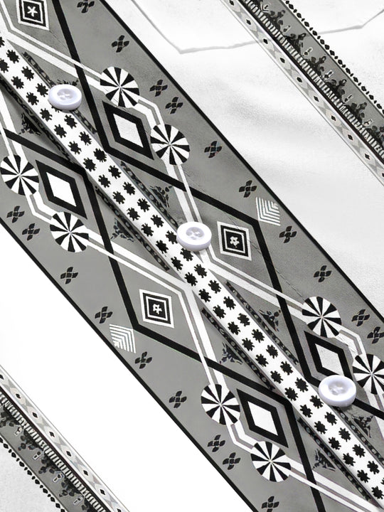 Men's geometric pattern pocket short sleeve shirt flat lay