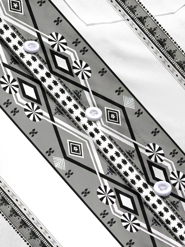Men's geometric pattern pocket short sleeve shirt flat lay
