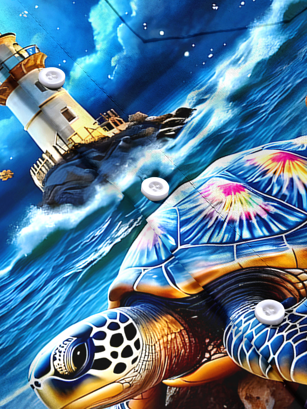 Hawaiian Lighthouse Turtle Men's Pocket Short Sleeve Shirts