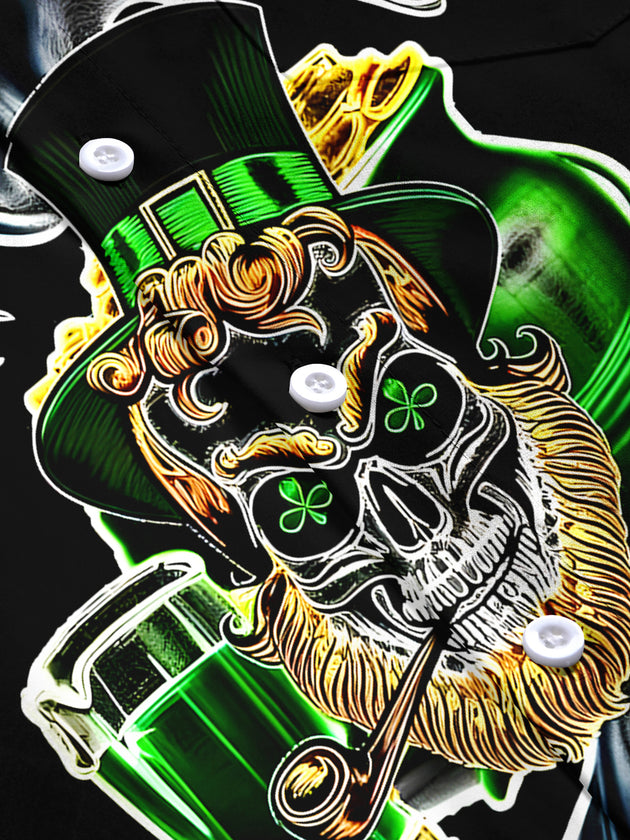 Skull Beer Abstract Men's Pocket Short Sleeve Shirts