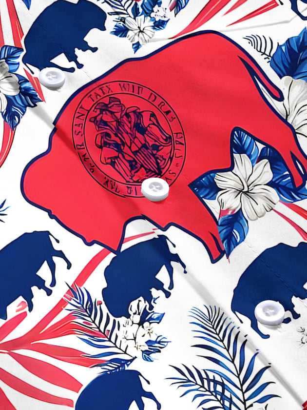 men's floral short sleeve flat lay shirt