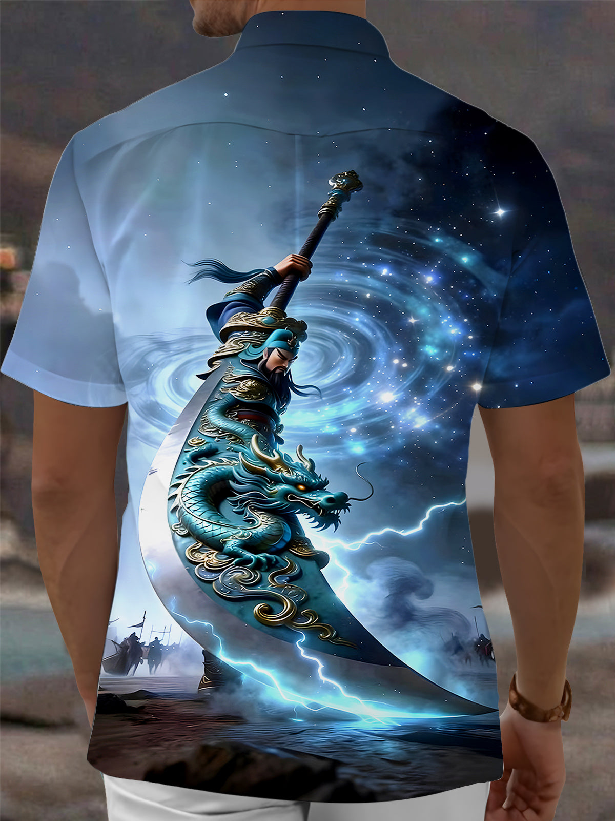 Romance Of The Three Kingdoms Guan Yu Men's Pocket Short Sleeve Shirts