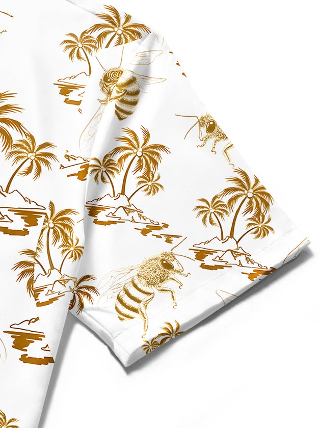 men's Hawaiian short sleeve shirt pocket stitching close-up