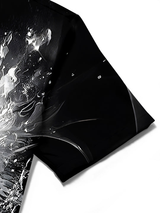 men's printed shirt close-up short sleeve