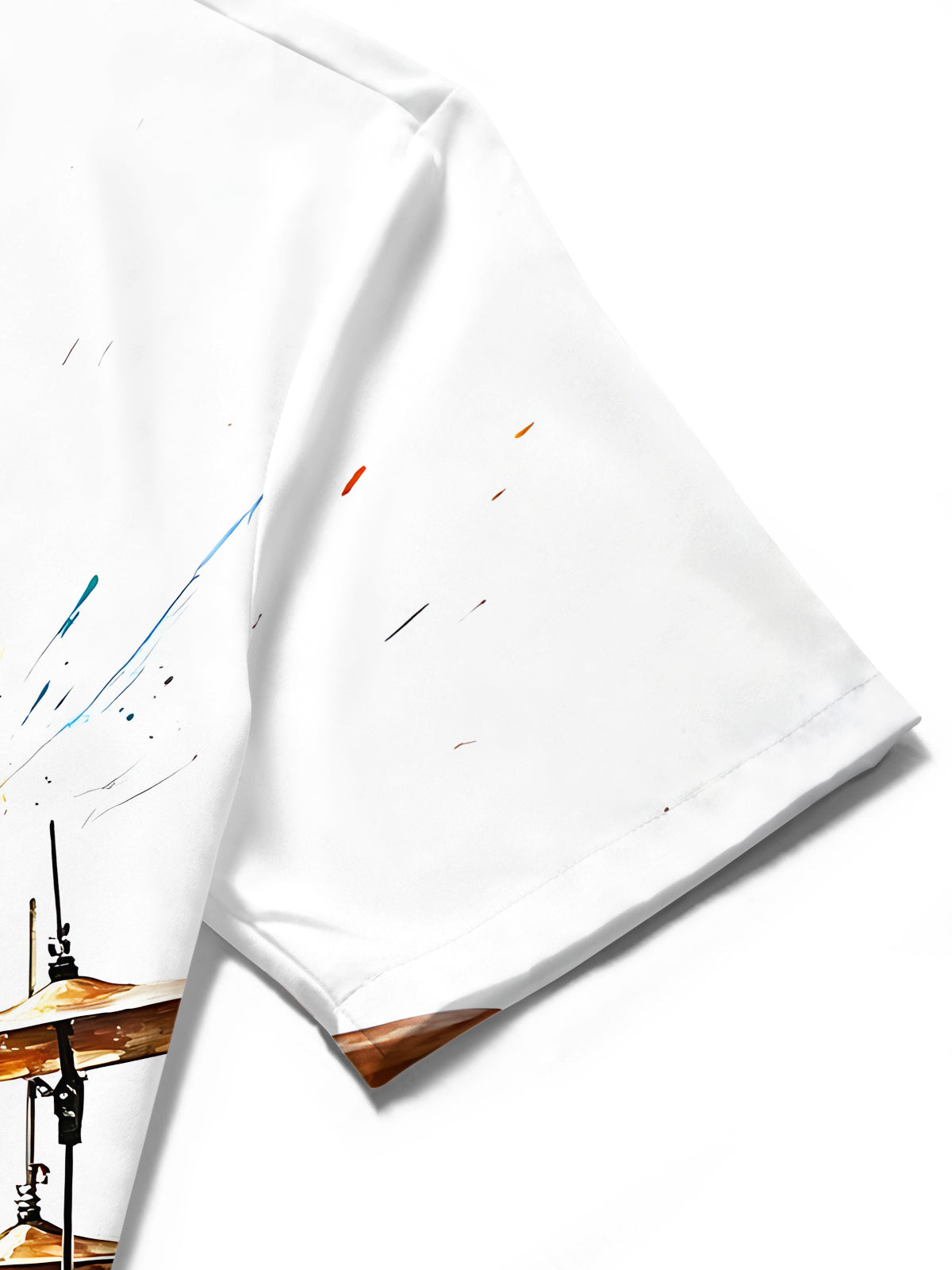 Adaychic Men's Drummer Paint Splatter Graphic Print Short Sleeve Button Down Shirt with Chest Pocket
