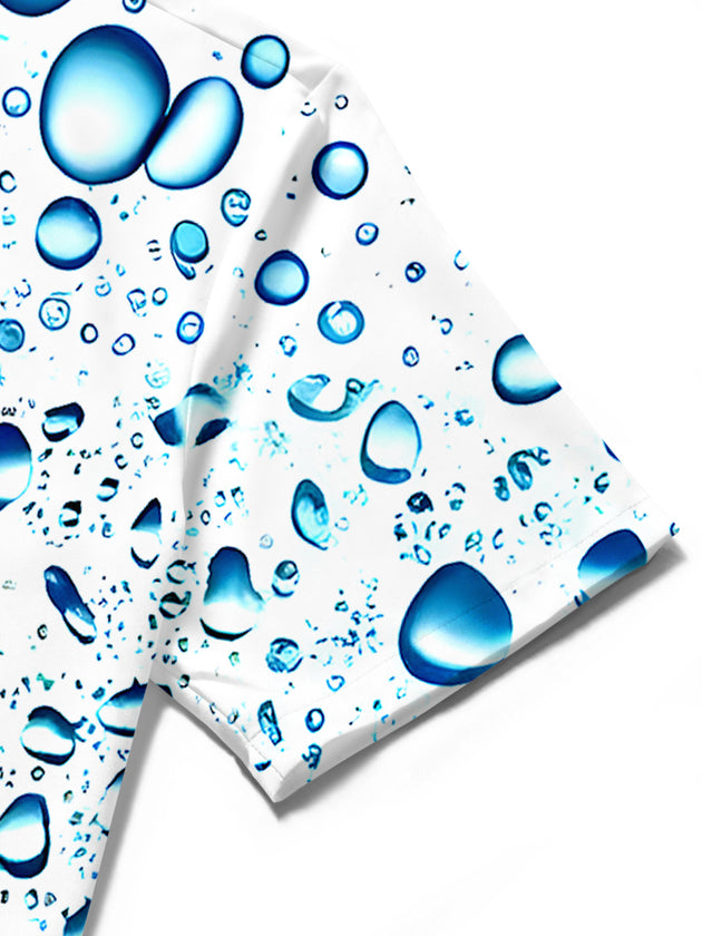 Hawaiian Water Droplet Men's Pocket Short Sleeve Shirts