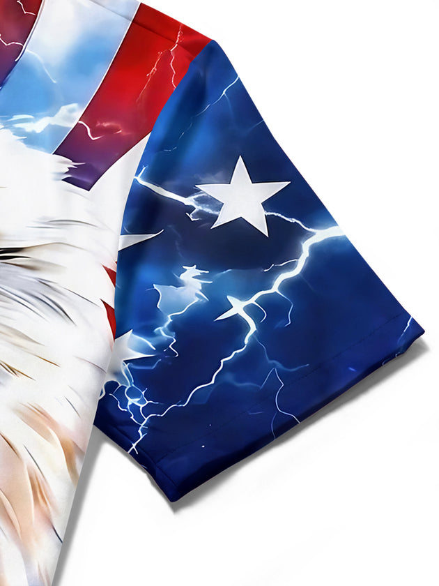American Flag Eagle Men's Pocket Short Sleeve Shirts