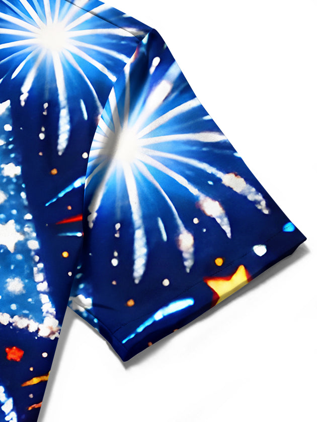 Men's American flag print pocket short sleeve shirt flat lay